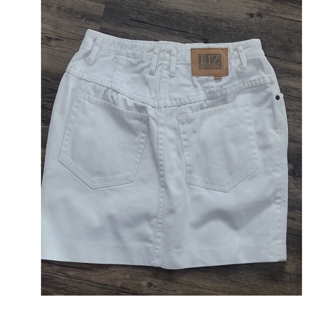 Liz Claiborne Lizwear‎ Vintage White Denim Mini Skirt High Waisted Petite 4 - Picture 2 of 7